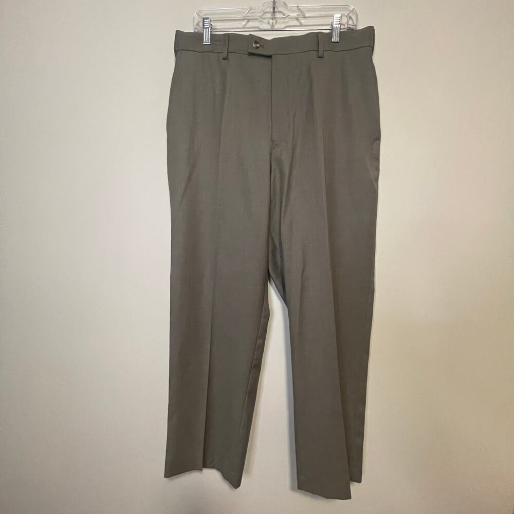 Croft & Barrow Mens 34x29 Khaki Joker Tag Trouser Dress Pant Flat Front Wool NWT